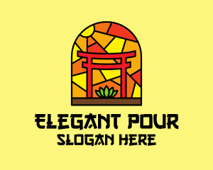 Stained Glass Shinto Shrine  logo design