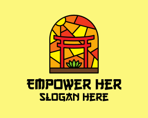 Stained Glass Shinto Shrine  logo design