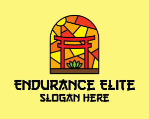 Stained Glass Shinto Shrine  logo design