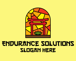 Stained Glass Shinto Shrine  logo design