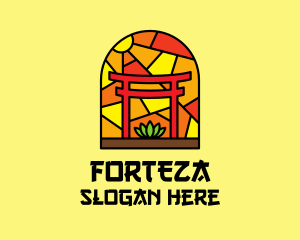 Stained Glass Shinto Shrine  logo design