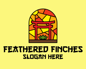 Stained Glass Shinto Shrine  logo design