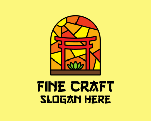 Stained Glass Shinto Shrine  logo design