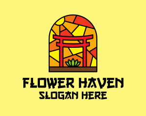 Stained Glass Shinto Shrine  logo design