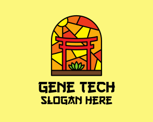 Stained Glass Shinto Shrine  logo design