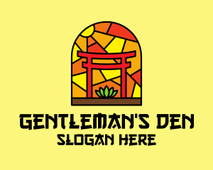 Stained Glass Shinto Shrine  logo design