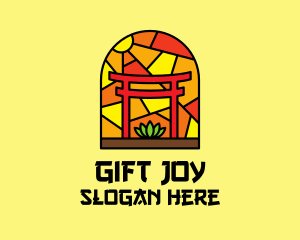 Stained Glass Shinto Shrine  logo design