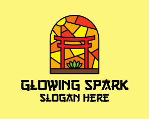 Stained Glass Shinto Shrine  logo design