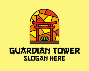 Stained Glass Shinto Shrine  logo design