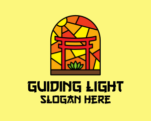 Stained Glass Shinto Shrine  logo design