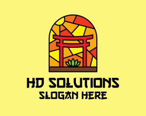 Stained Glass Shinto Shrine  logo design