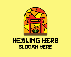 Stained Glass Shinto Shrine  logo design