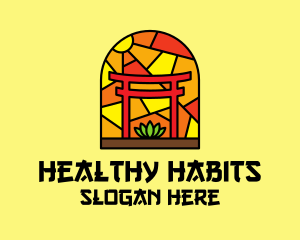 Stained Glass Shinto Shrine  logo design