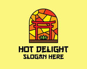 Stained Glass Shinto Shrine  logo design