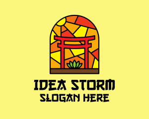 Stained Glass Shinto Shrine  logo design