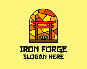 Stained Glass Shinto Shrine  logo design