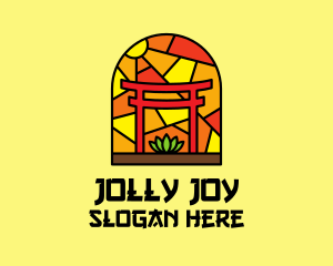 Stained Glass Shinto Shrine  logo design