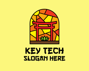 Stained Glass Shinto Shrine  logo design