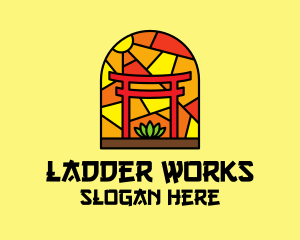 Stained Glass Shinto Shrine  logo design