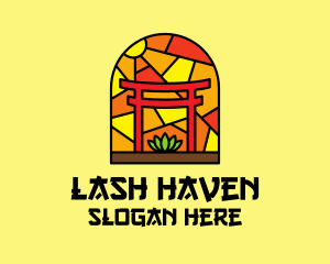 Stained Glass Shinto Shrine  logo design