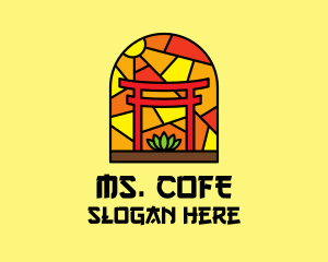 Stained Glass Shinto Shrine  logo design