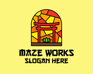 Stained Glass Shinto Shrine  logo design