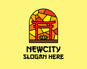 Stained Glass Shinto Shrine  logo design