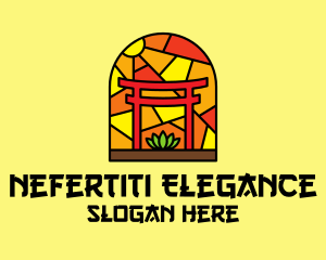 Stained Glass Shinto Shrine  logo design