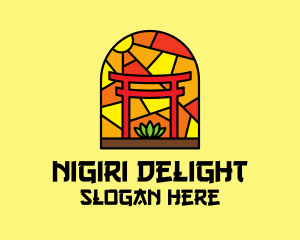 Stained Glass Shinto Shrine  logo design