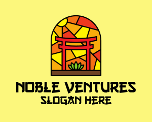 Stained Glass Shinto Shrine  logo design