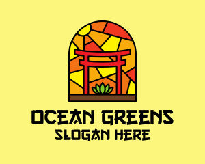 Stained Glass Shinto Shrine  logo design