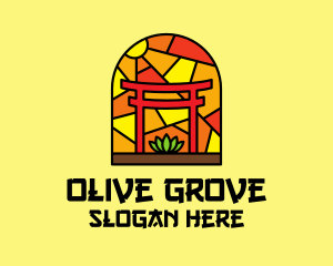 Stained Glass Shinto Shrine  logo design