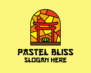 Stained Glass Shinto Shrine  logo design