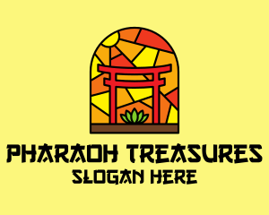 Stained Glass Shinto Shrine  logo design