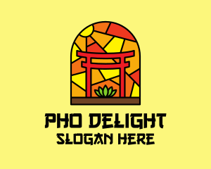 Stained Glass Shinto Shrine  logo design