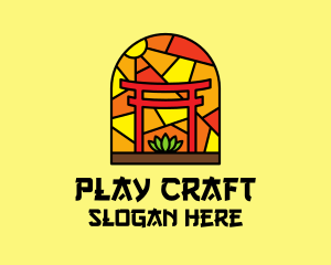 Stained Glass Shinto Shrine  logo design