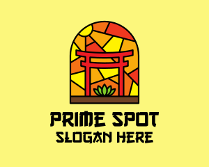 Stained Glass Shinto Shrine  logo design