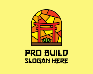 Stained Glass Shinto Shrine  logo design