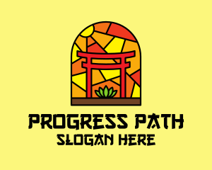 Stained Glass Shinto Shrine  logo design