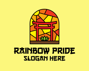 Stained Glass Shinto Shrine  logo design