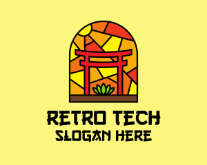 Stained Glass Shinto Shrine  logo design