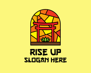 Stained Glass Shinto Shrine  logo design