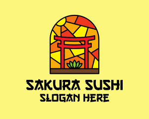 Stained Glass Shinto Shrine  logo design