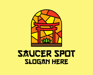 Stained Glass Shinto Shrine  logo design