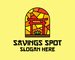 Stained Glass Shinto Shrine  logo design