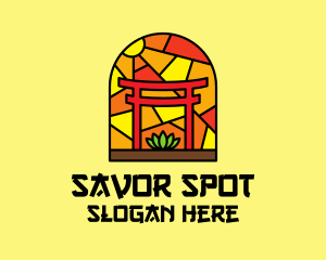 Stained Glass Shinto Shrine  logo design