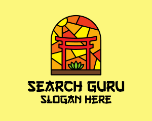 Stained Glass Shinto Shrine  logo design