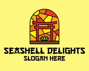 Stained Glass Shinto Shrine  logo design