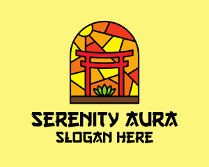 Stained Glass Shinto Shrine  logo design