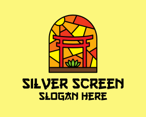 Cultural - Stained Glass Shinto Shrine logo design